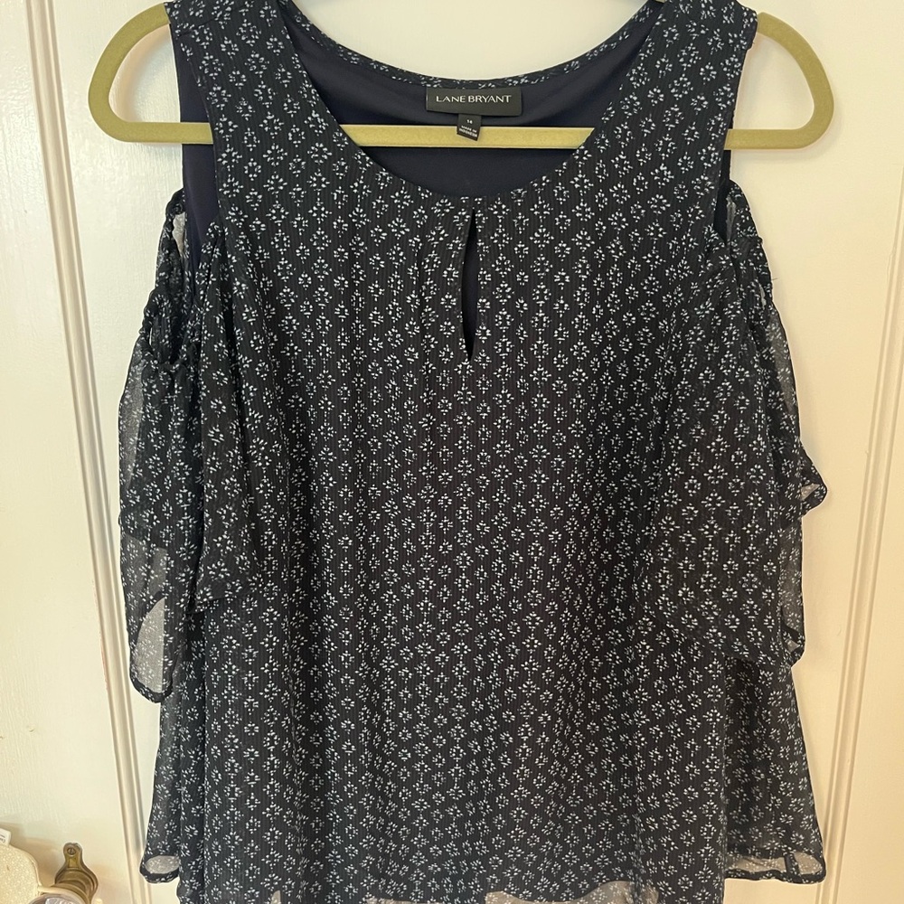 Lane Bryant Cold Shoulder Patterned Blouse